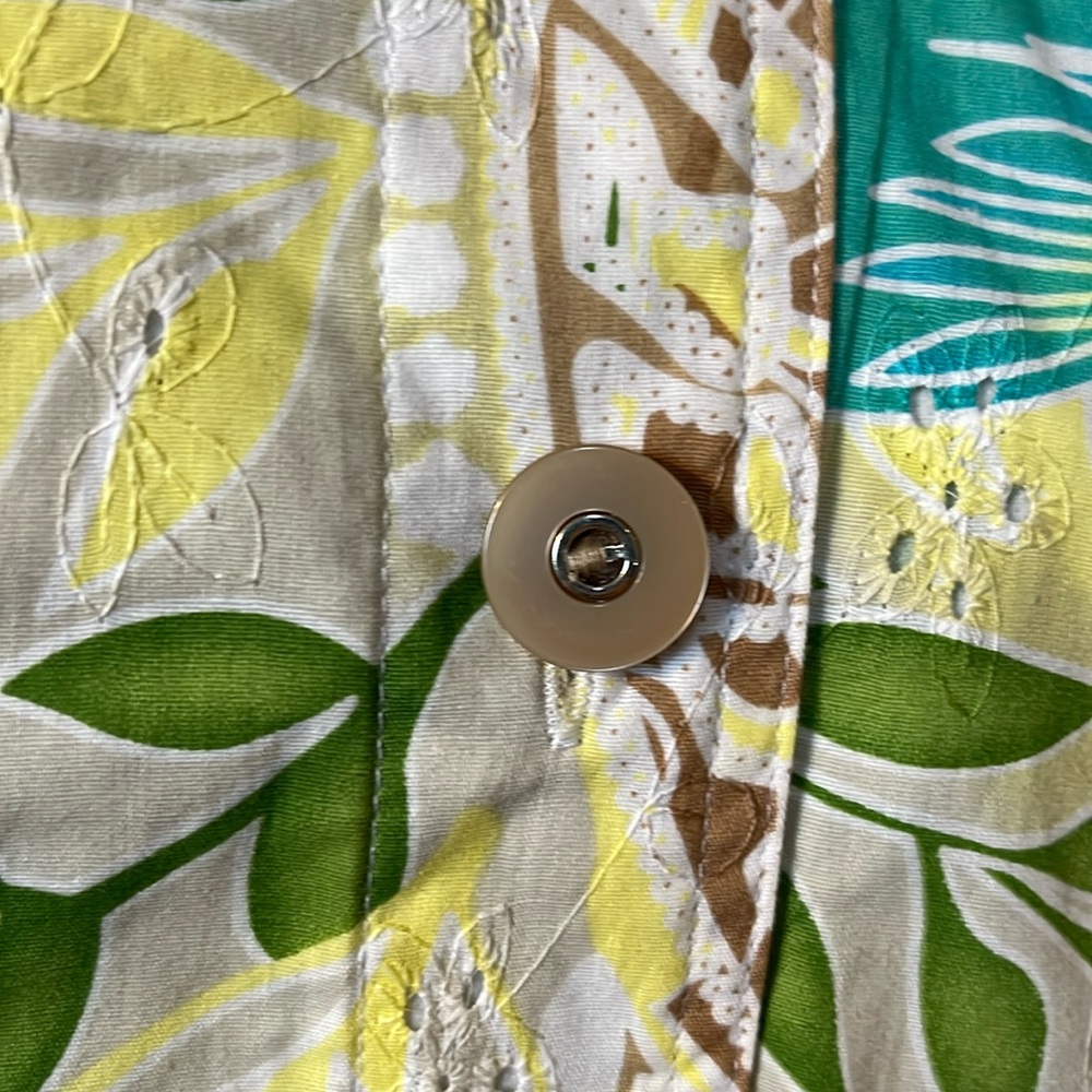 Allison Daley Patchwork Button Down Eyelet Shacke… - image 5